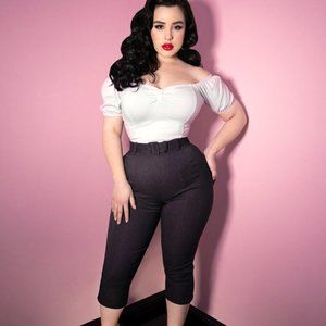 CAPRI PANTS IN FAUX DENIM - VIXEN BY MICHELINE PITT